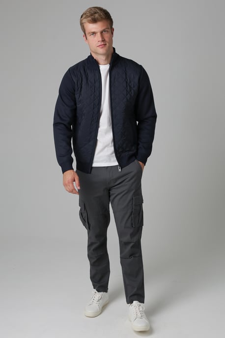 Blue Quilted And Fleece Lined Zip Through Jacket - Image 3