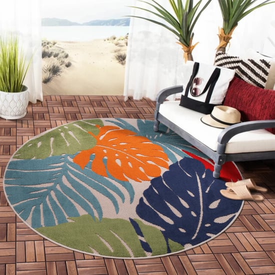 Muratap Binnen en buiten rond vloerkleed floral outdoor laagpolig tapijt 150 cm rond - Image 5