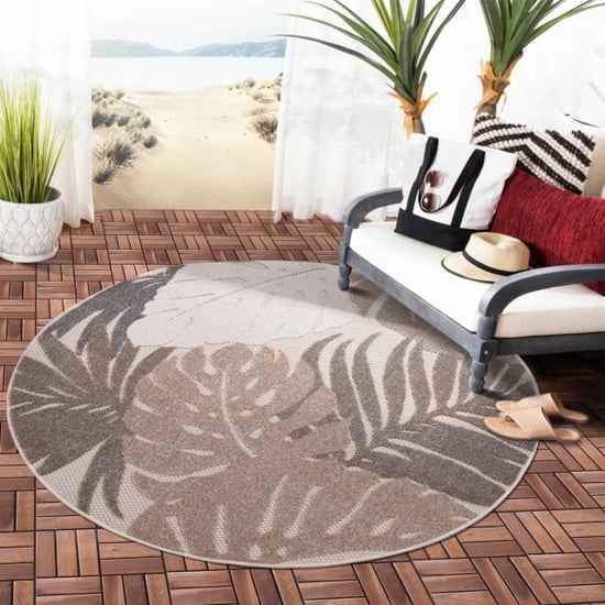 Muratap Binnen en buiten rond vloerkleed floral outdoor laagpolig tapijt 200 cm rond - Image 3
