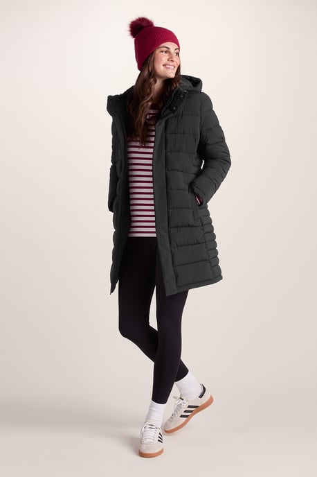 Kirkham Womens Padded Long Jacket - Black - Image 3