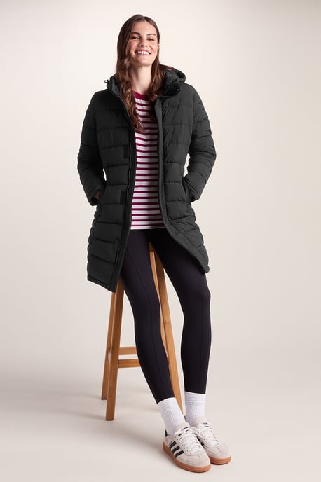 Kirkham Womens Padded Long Jacket - Black - Image 4