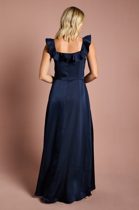Teen Coast Ruffle Strap Satin Bridesmaid Dress - Image 3