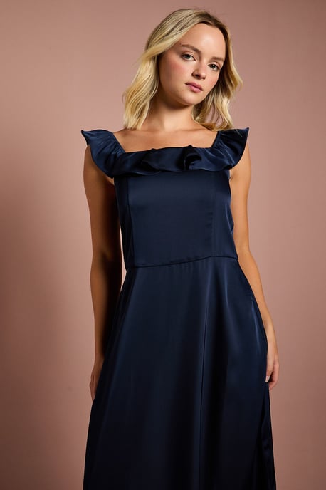 Teen Coast Ruffle Strap Satin Bridesmaid Dress - Image 4