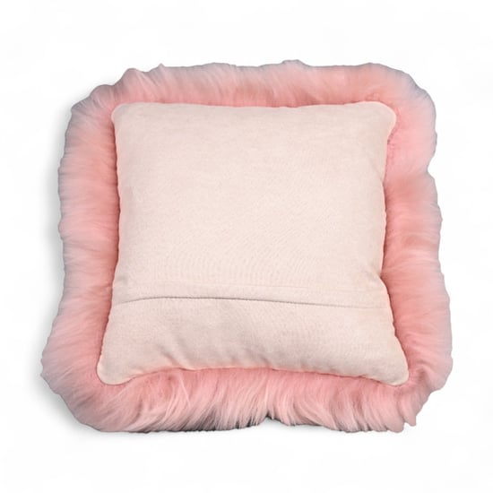 Äkta fårskinn rosa äkta ull enkelsidig kudde - Image 3