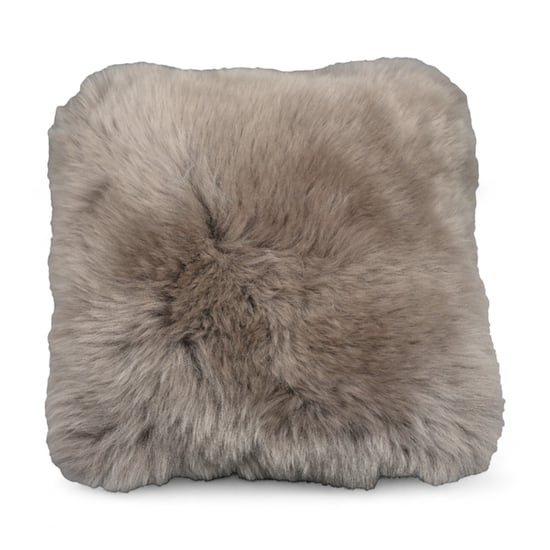 Äkta fårskinn taupe 40x40cm äkta ull enkelsidig kudde - Image 3