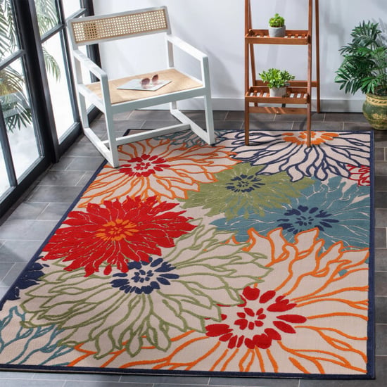 Muratap Binnen en buiten vloerkleed floral outdoor laagpolig tapijt 80x150 cm - Image 2