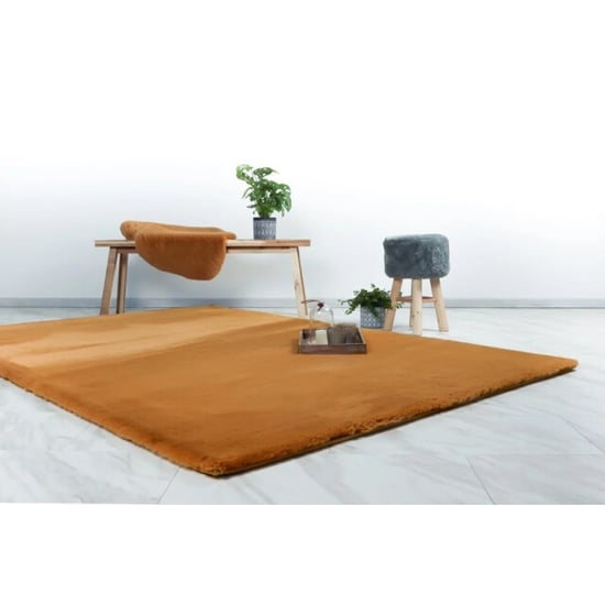 Muratap Heaven fluffy soft vloerkleed hoogpolig effen tapijt geel- 160 cm rond - Image 2