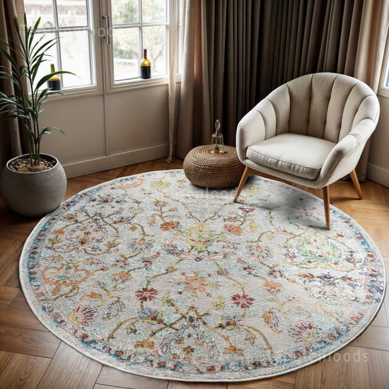 Muratap Picasso sarough vintage rond vloerkleed creme / beige laagpolig- - Image 1