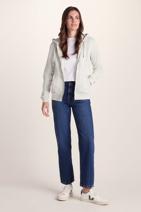 Mia Womens Zip Hoody - Oatmeal Marl - Image 3