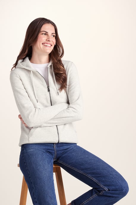 Mia Womens Zip Hoody - Oatmeal Marl - Image 4