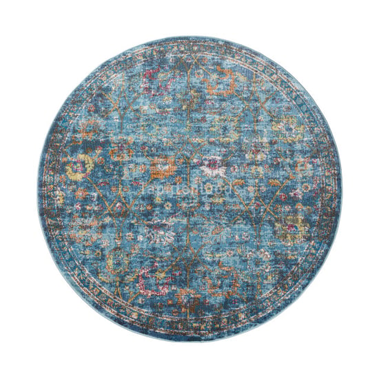 Muratap Picasso sarough vintage rond vloerkleed blauw laagpolig- 200 cm - Image 2