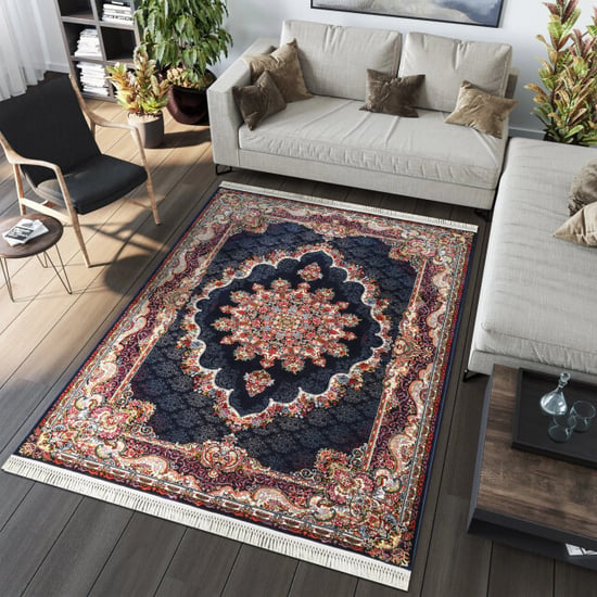 Muratap Isfahan oosters vloerkleed nain laagpolig klassiek vintage tapijt / navy / multi- 250x350 cm - Image 1