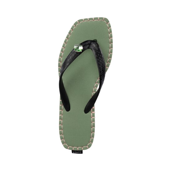 Gestikt door S Mid Heel Green Flip Flop groen - Image 1