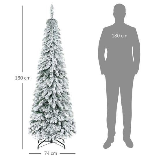 Homcom Kunstkerstboom smal met sneeuw 180 cm Ø74 cm - Image 5