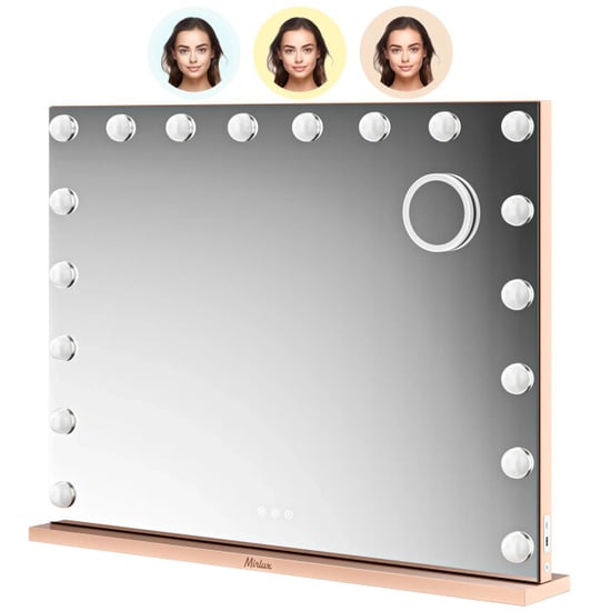 Mirlux Hollywood spiegel bluetooth speakers 80x60cm rosé goud - Image 1