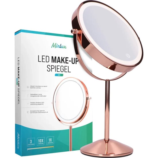Mirlux Make-up spiegel oplaadbaar rosé 1-10x vergroting - Image 1