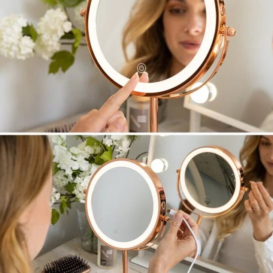 Mirlux Make-up spiegel oplaadbaar rosé 1-10x vergroting - Image 2