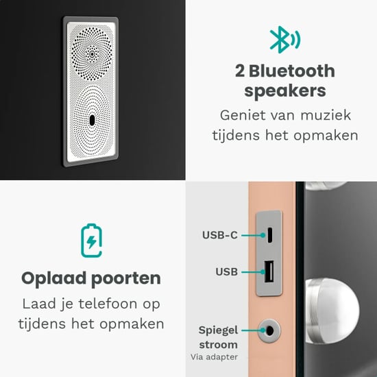 Mirlux Hollywood spiegel bluetooth speakers 80x60cm rosé goud - Image 5
