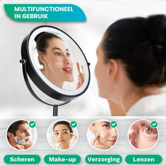 Mirlux Make-up spiegel hoogte verstelbaar zwart 1-10x vergroting - Image 5