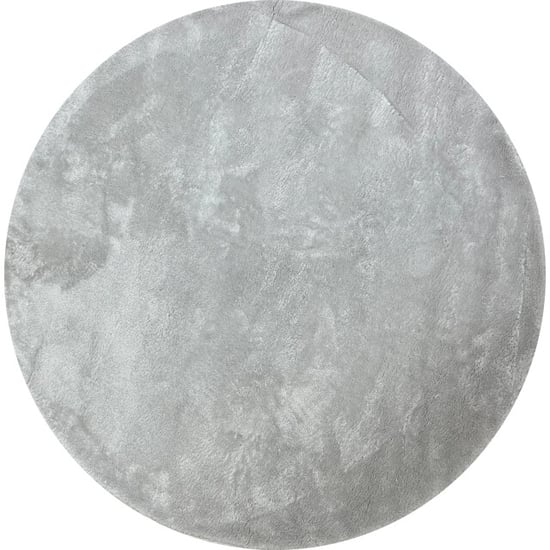Muratap Samba soft fluffy vloerkleed laagpolig zilver 80 cm rond - Image 1