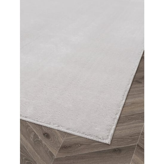 Muratap Samba soft fluffy vloerkleed laagpolig zilver 80 cm rond - Image 2