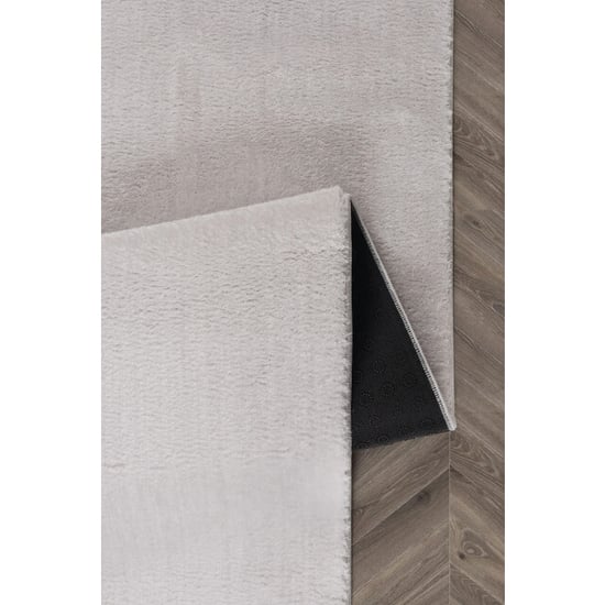 Muratap Samba soft fluffy vloerkleed laagpolig zilver 80 cm rond - Image 4