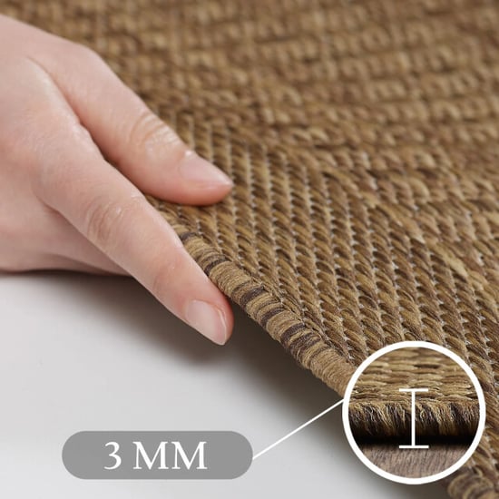 Muratap Solid binnen en buiten rond vloerkleed indoor & outdoor laagpolig effen beige- 200 cm rond - Image 2