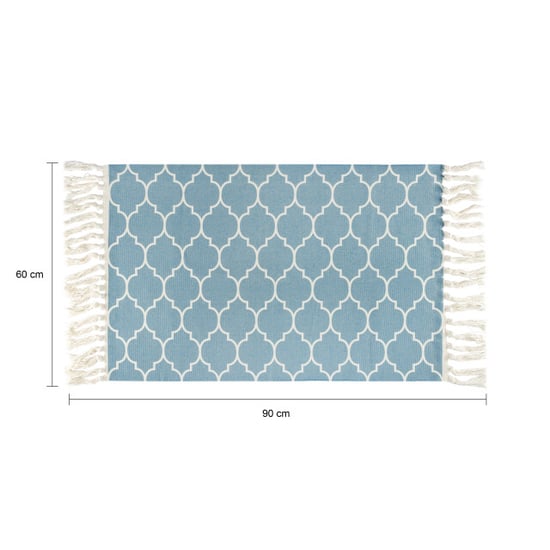 QUVIO Vloerkleed met franjes 60x90cm blauw en - Image 2