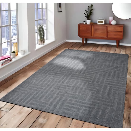 Velaar Atmore japandi geweven wollen vloerkleed laagpolig donkerrijs- 195x300 cm - Image 1