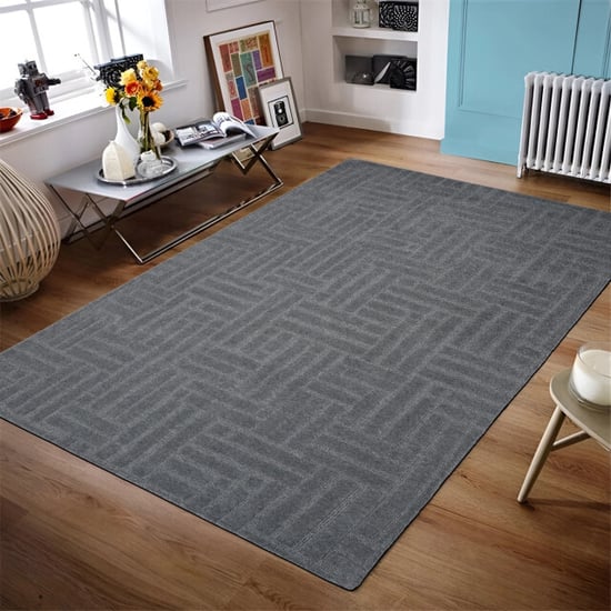 Velaar Atmore japandi geweven wollen vloerkleed laagpolig donkerrijs- 195x300 cm - Image 4