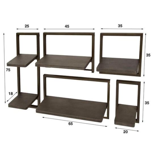 Hoyz wandschap ferro brons antiek set van 5 - Image 2