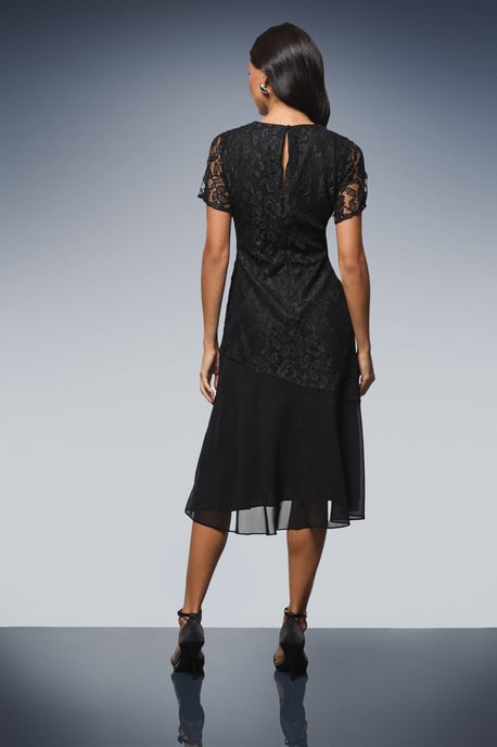 Sleeveless Lace Asymmetric Midi Dress - Image 3