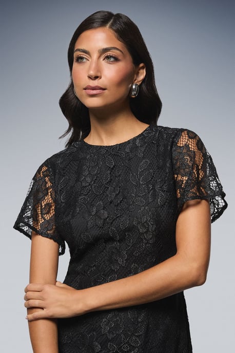 Sleeveless Lace Asymmetric Midi Dress - Image 4