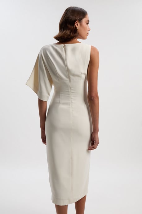 Soft Tailored Asymmetric Sleeve Midi Dress - Image 4