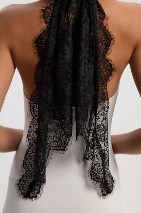 Viscose Blend Slinky Sheer Lace Back Detail Knit Midi Dress - Image 3
