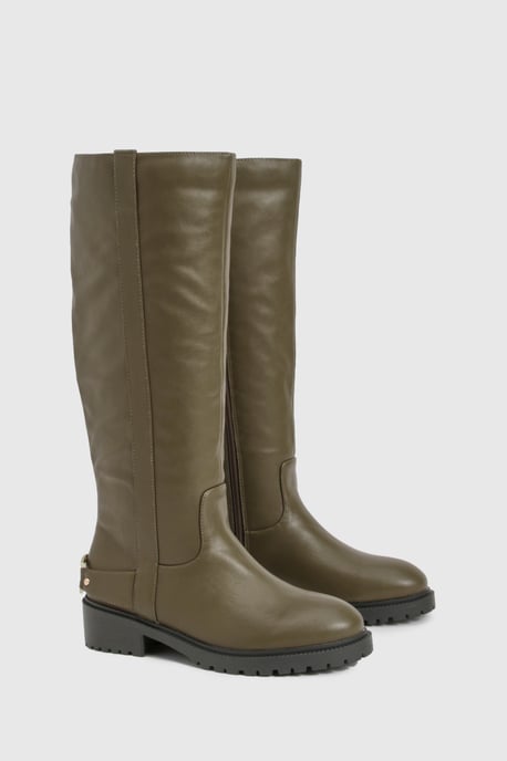 Hardware Detail Knee High Biker Boots - Image 2