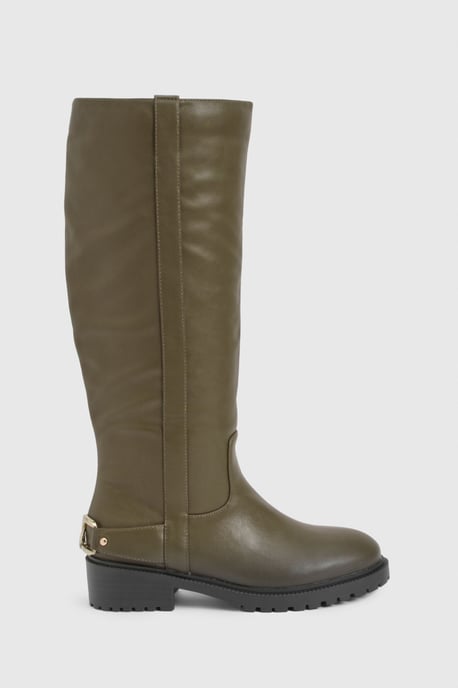 Hardware Detail Knee High Biker Boots - Image 3