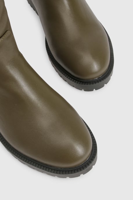 Hardware Detail Knee High Biker Boots - Image 5