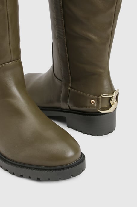 Hardware Detail Knee High Biker Boots - Image 6