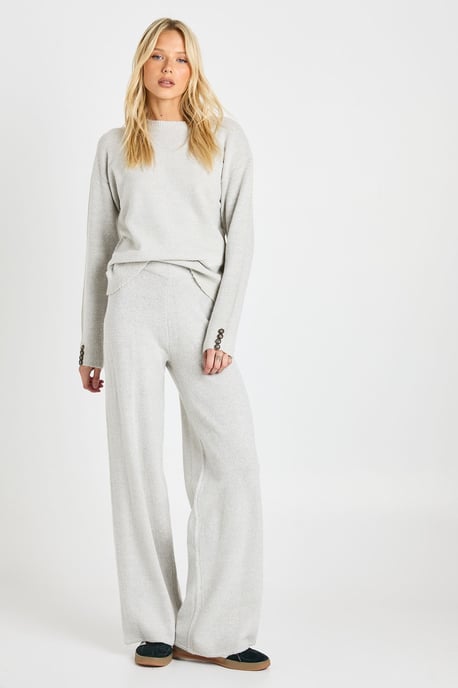 Super Soft Button Cuff Detail Oversized Jumper and Wide Leg Trouser Co-Ord - Image 1