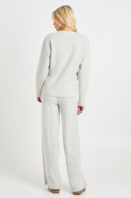 Super Soft Button Cuff Detail Oversized Jumper and Wide Leg Trouser Co-Ord - Image 2