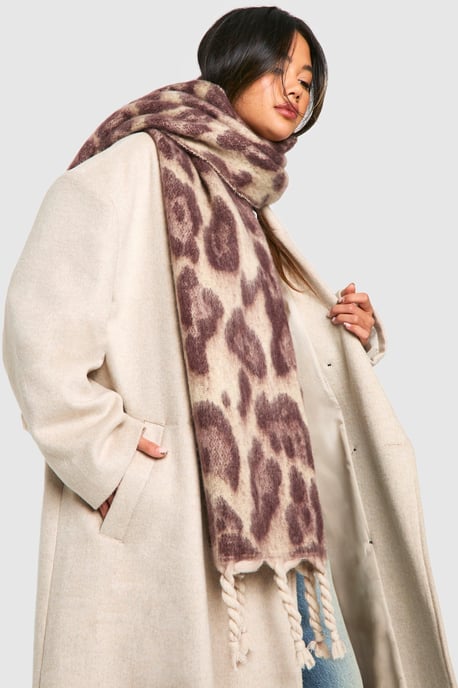 Leopard Chunky Oversized Fringe Scarf - Image 1