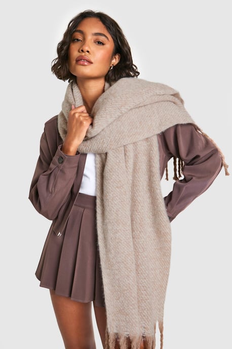 Two Tone Chunky Knitted Scarf - Image 1