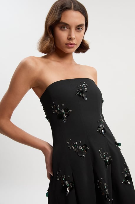 Cluster Sequin & Crystal Embellished Bandeau Tailored Mini Dress - Image 2