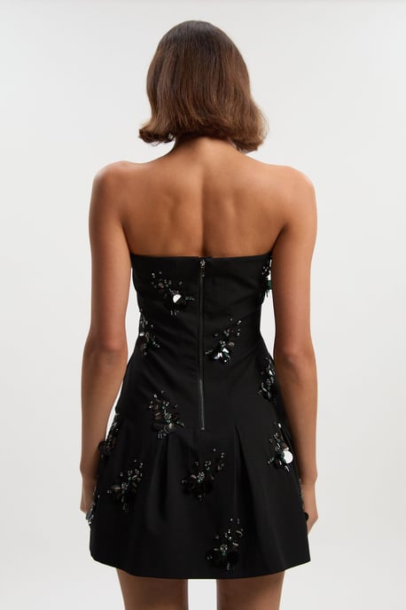 Cluster Sequin & Crystal Embellished Bandeau Tailored Mini Dress - Image 4