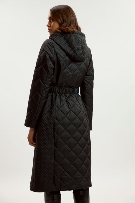 Quilted Hooded Longline Coat - Image 3