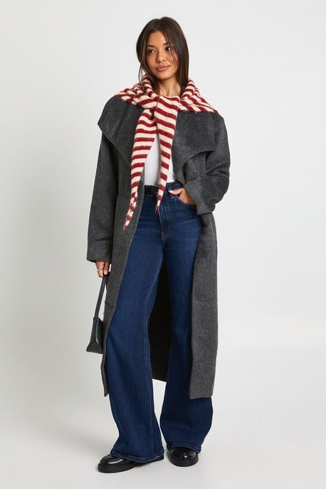 Oversized Collar Wool Look Trench Coat - Image 1