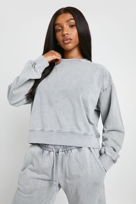 Washed Ribbed Detail Straight Leg Tracksuit - Image 4