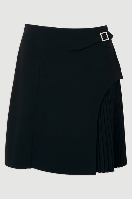 Tailored Buckle Detail Pleated Mini Skirt - Image 4