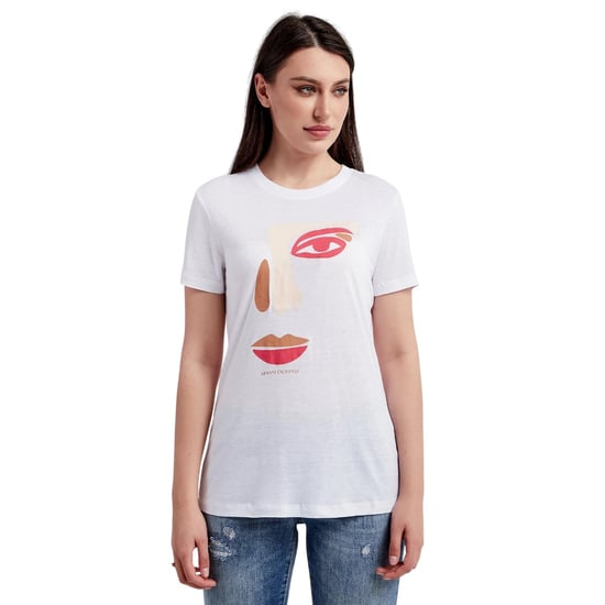 Armani Exchange Kvinnor/Damer Face T-Shirt (Vit) - Image 4